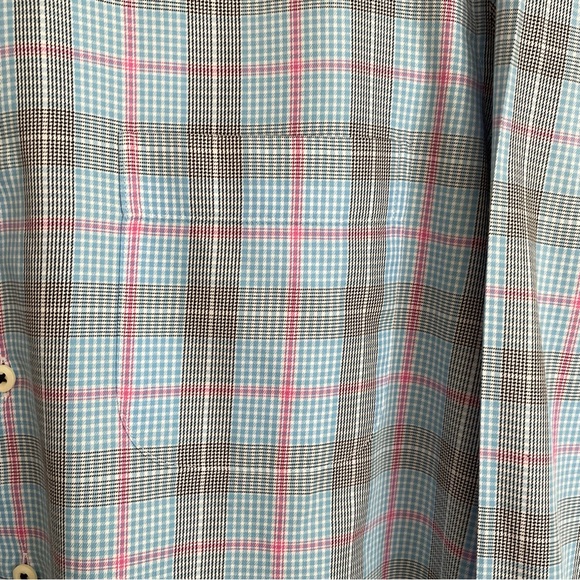 Peter Millar Men's Shirt Button Down Blue Black Pink Plaid 100% Cotton Size M - Picture 2 of 9